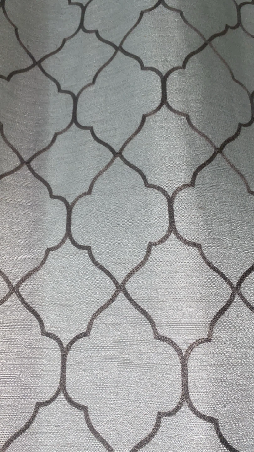 Blackout Gray Quatrefoil Pattern Grommet Curtain Panel - photo 3