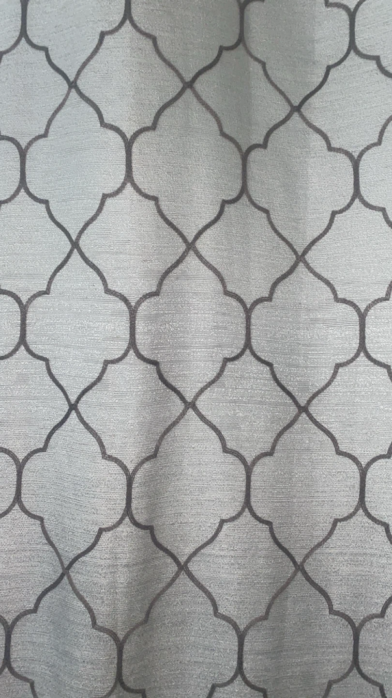 Blackout Gray Quatrefoil Pattern Grommet Curtain Panel - photo 2