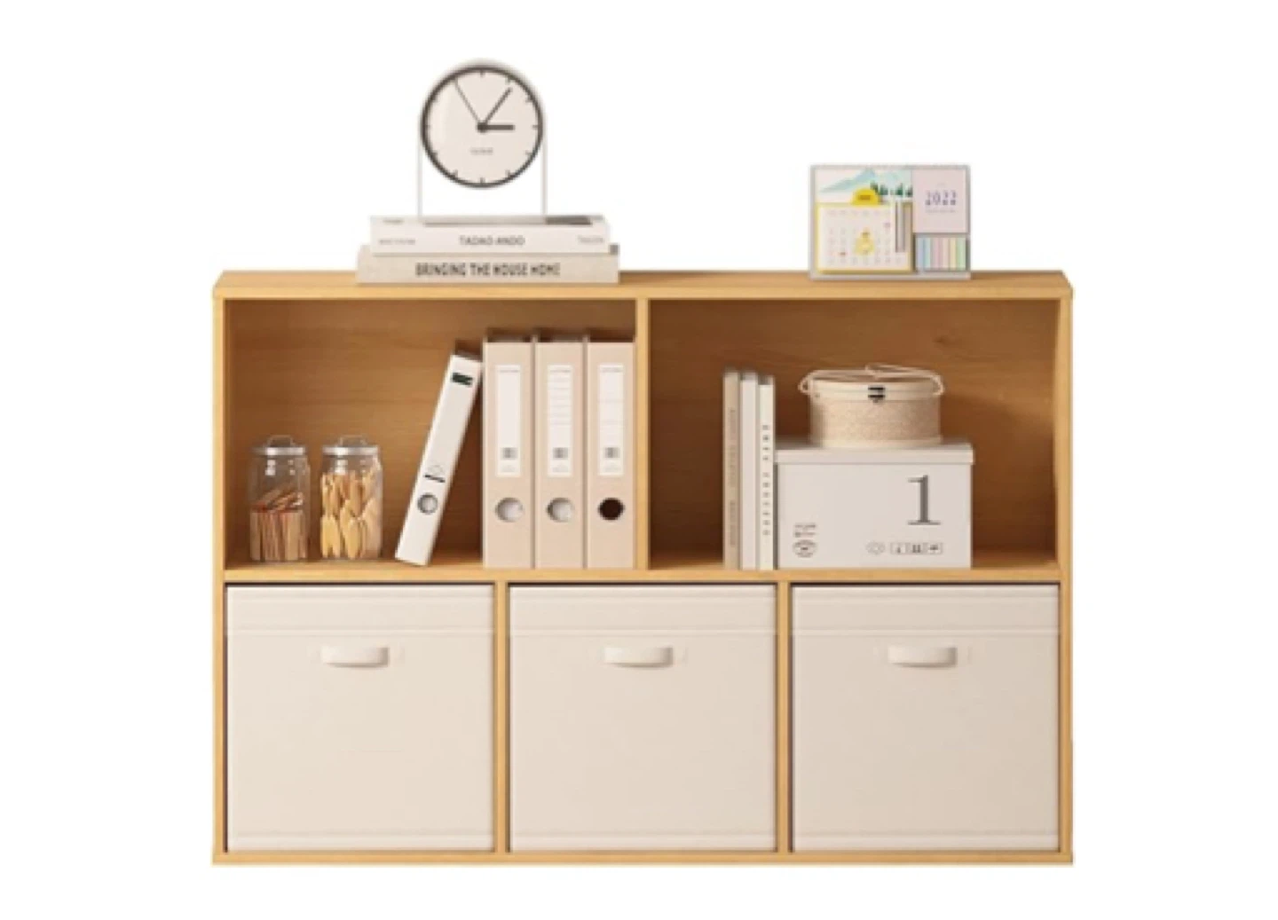 Organizing storage shelf / bookcase with 5 cubes