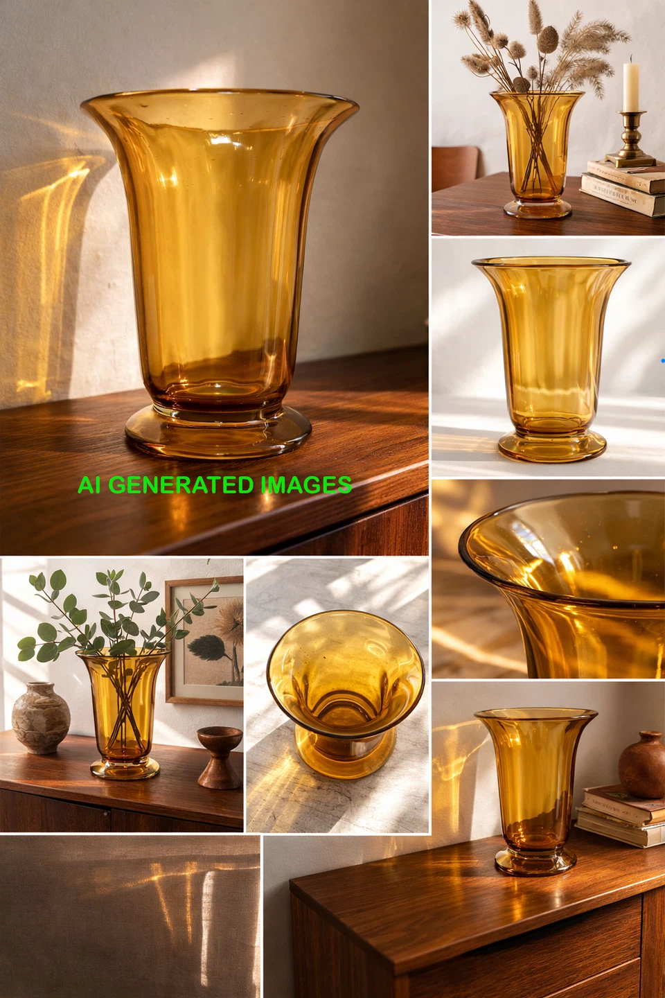 Amber Glass Vase MCM - photo 5