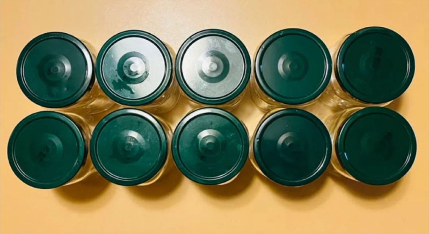Set of 10 Clear Glass Jars with Green Lids - photo 2