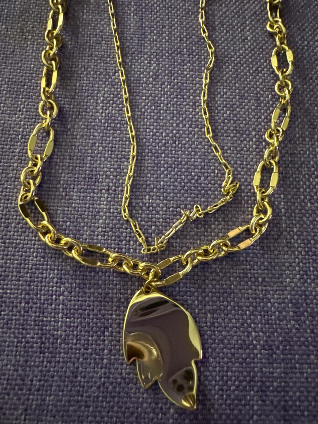 14k gold laminated Leaf Pendant Layered Necklace - photo 2