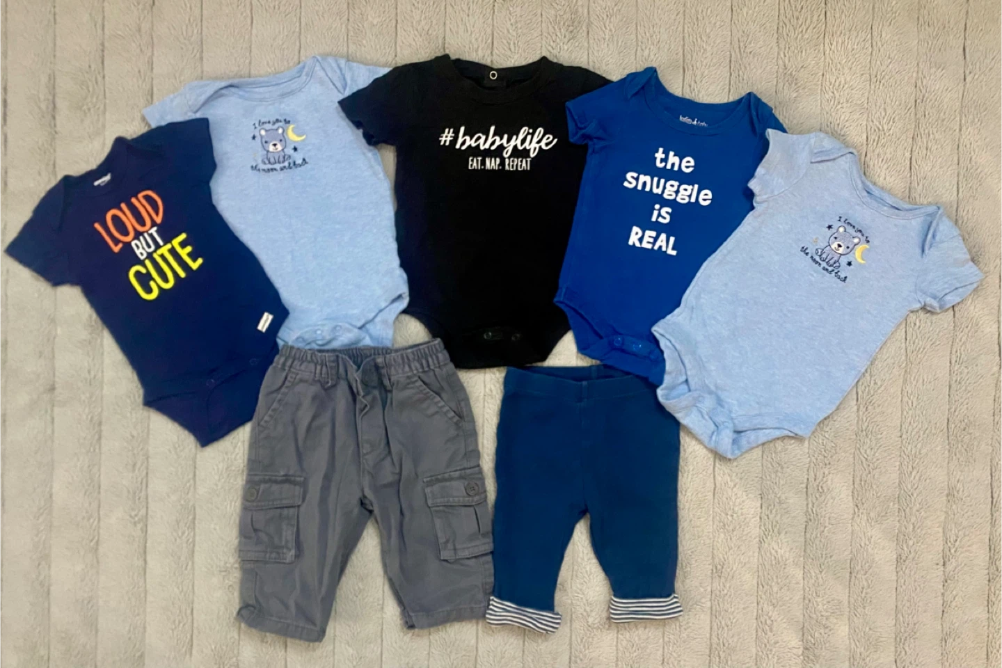 0-3 month boys onesie & pants lot