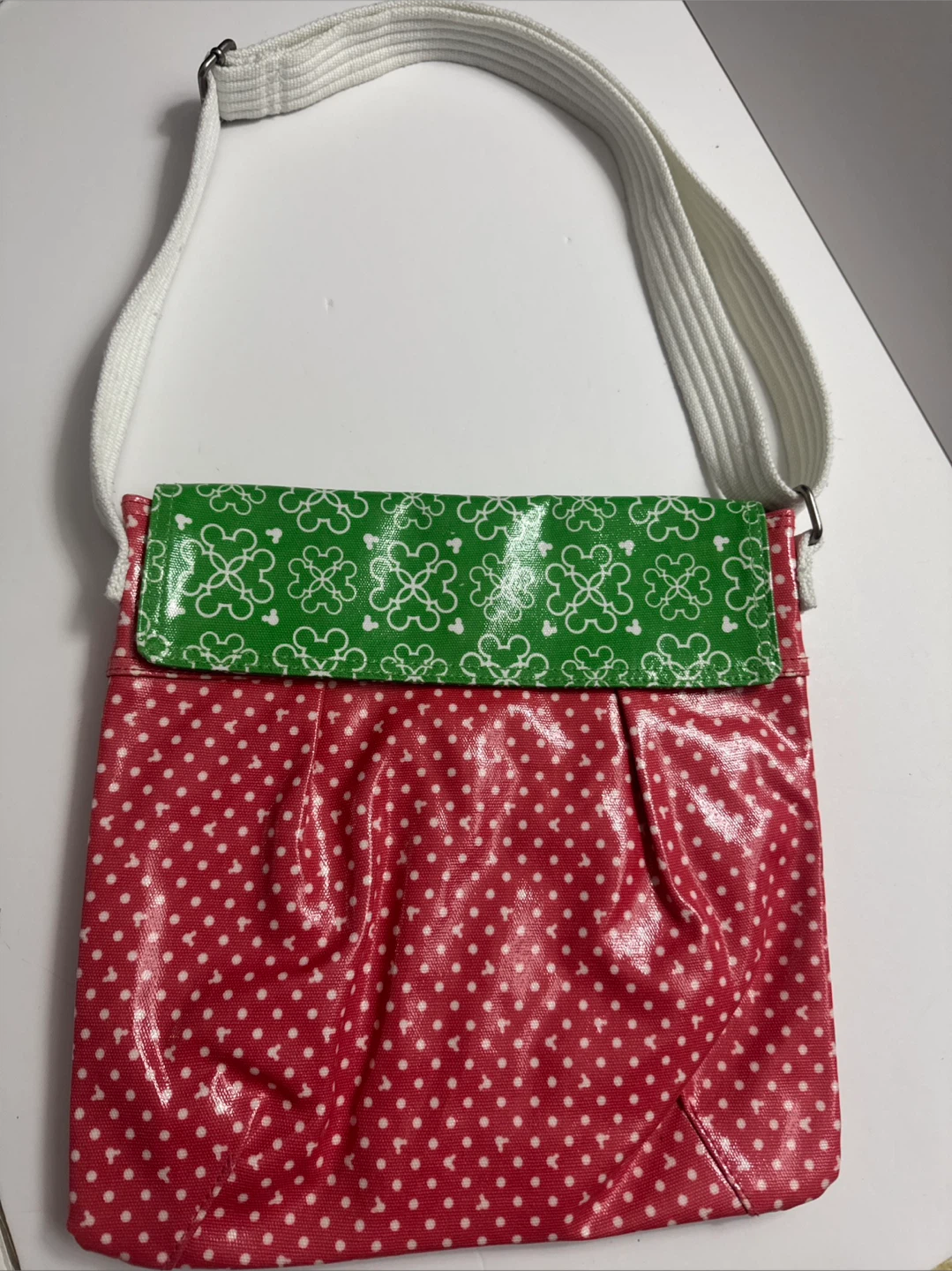 Red Polka Dot & Green Mickey Mouse Print Bag