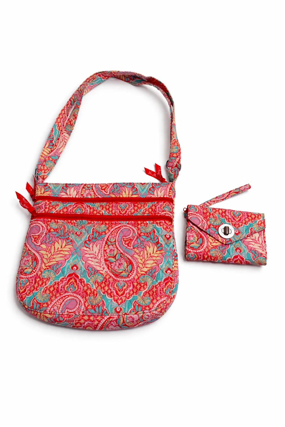 Vera Bradley Quilted Paisley Shoulder Bag & Wallet Set