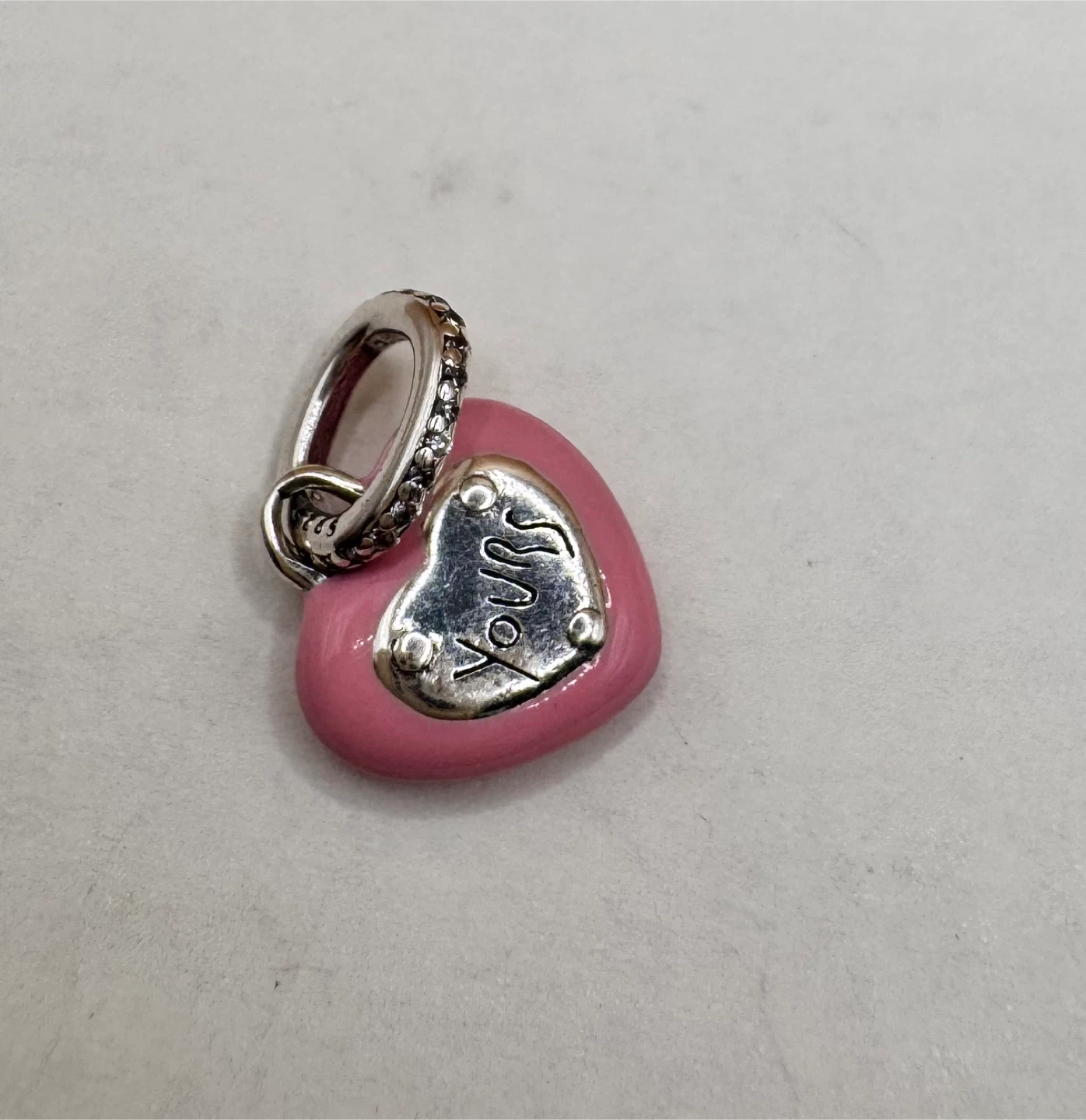 Pink Heart Charm with "Yours" Engraving - photo 3