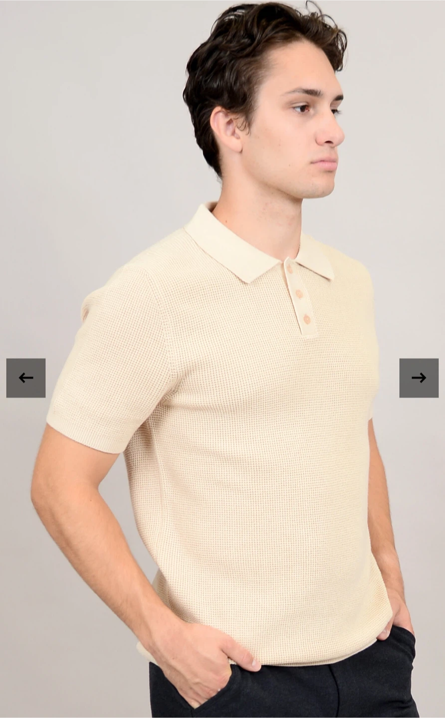 Hedge Mens SS Knit Polo - Ecru - photo 2