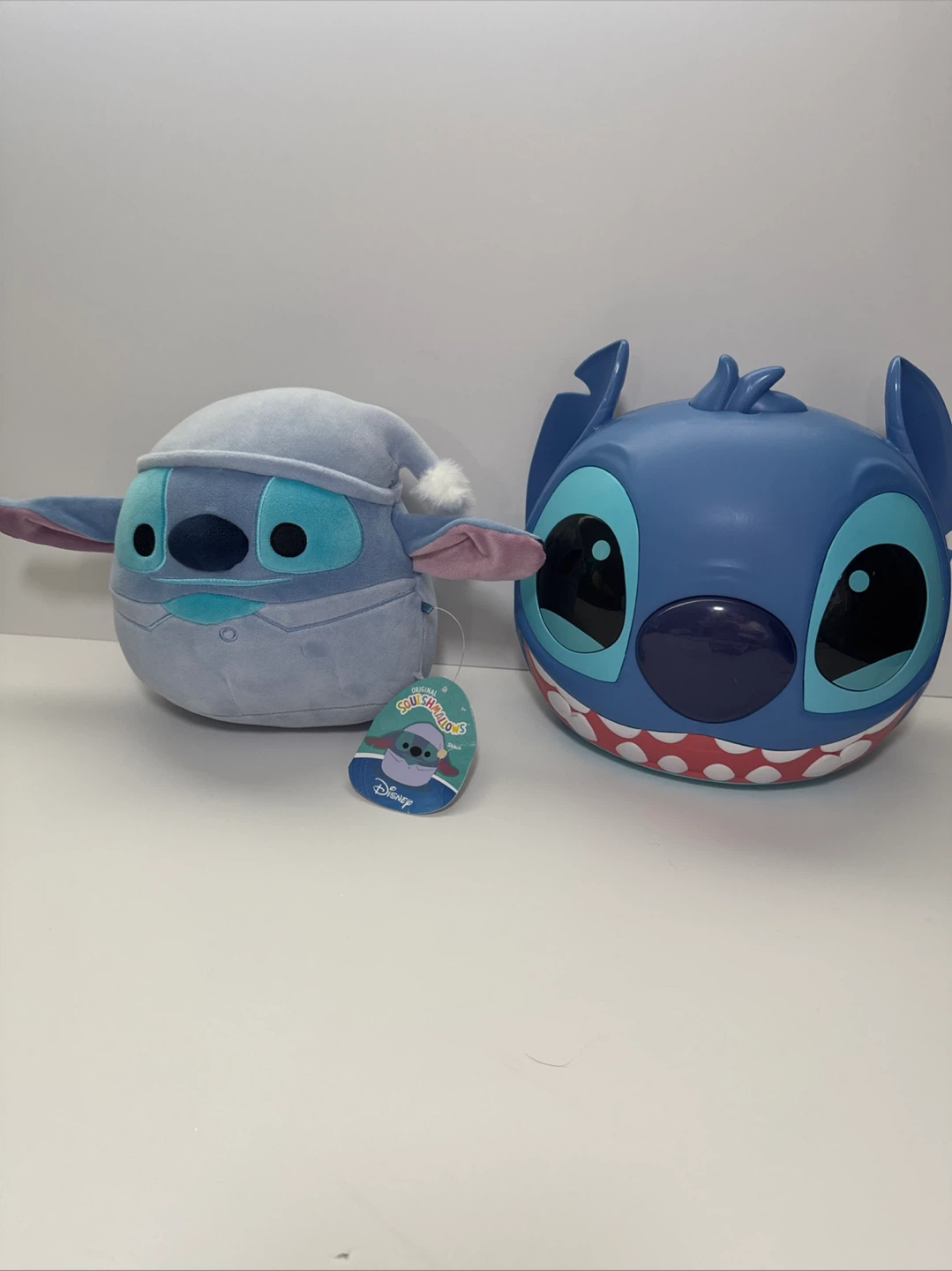 Squishmallow Stitch Plush and Jumbo Blue Stitch Head Container