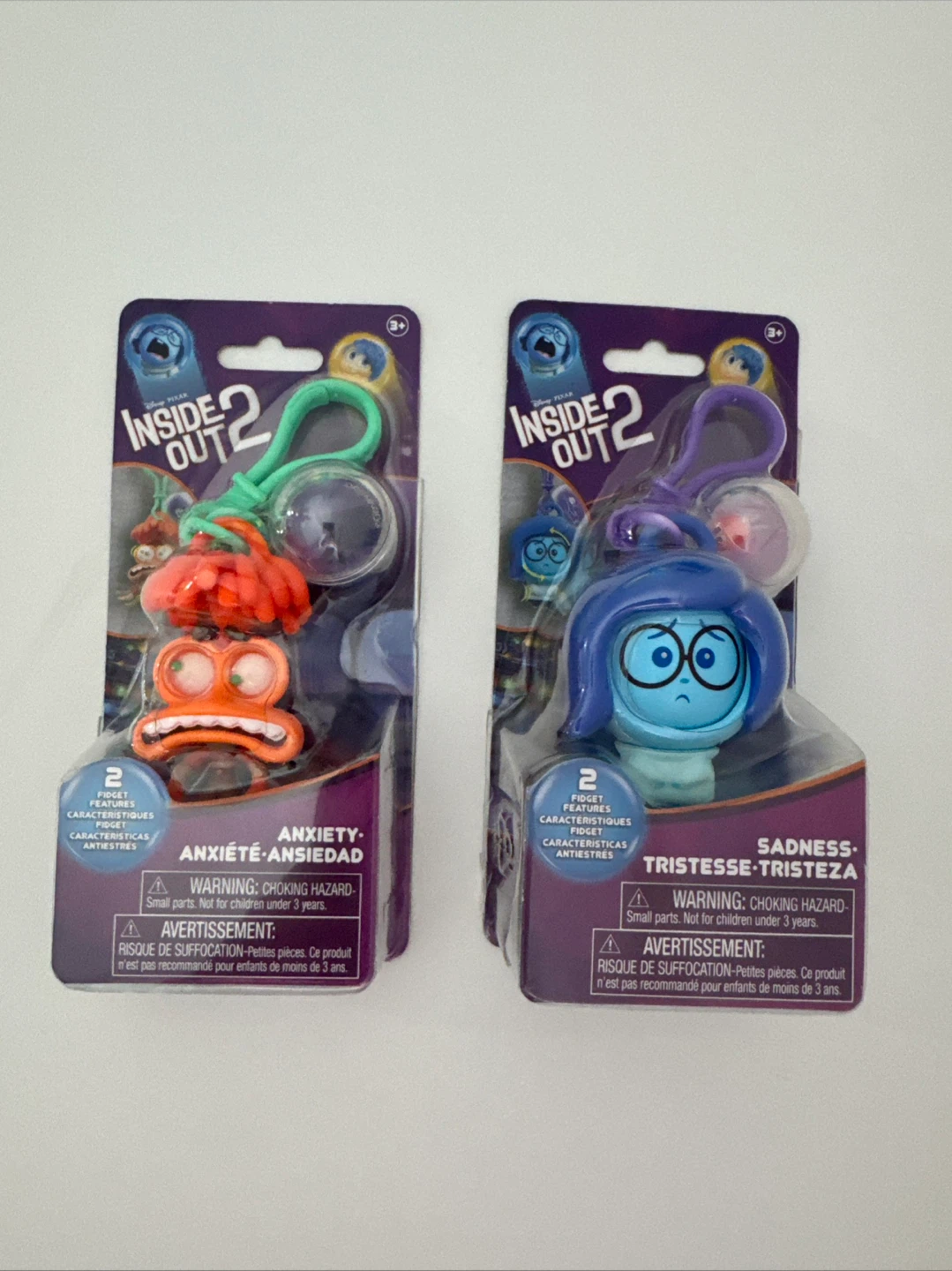 Disney Pixar Inside Out 2 Anxiety and Sadness Fidget Keychains