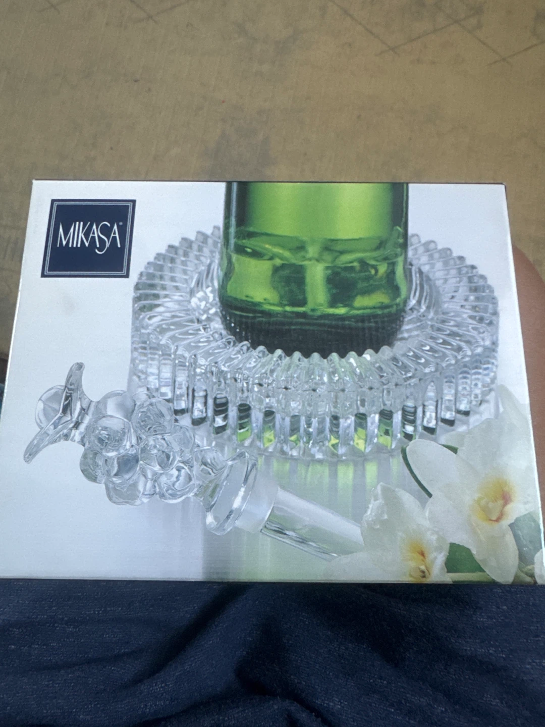 Mikasa Diamond Fire Wine Set Crystal Stopper and Coaster