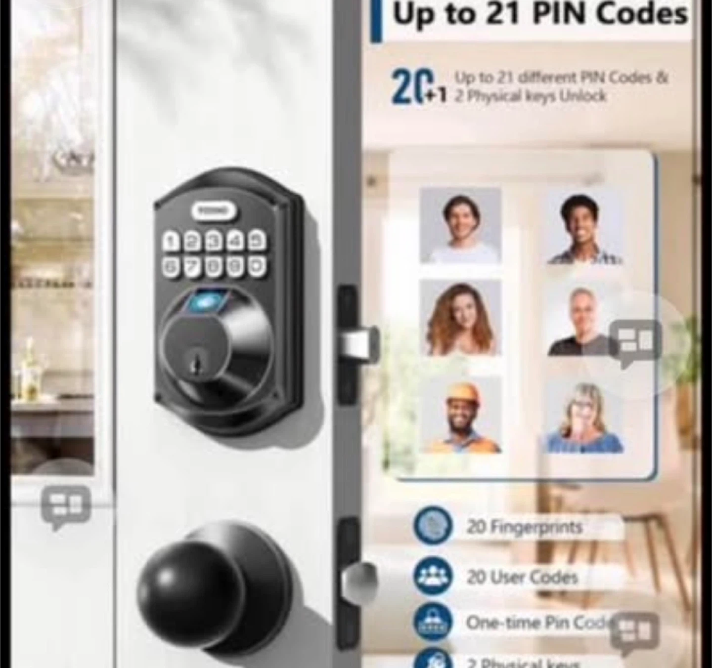TECHO Smart Door Lock with Keypad and Fingerprint Scanner - photo 3