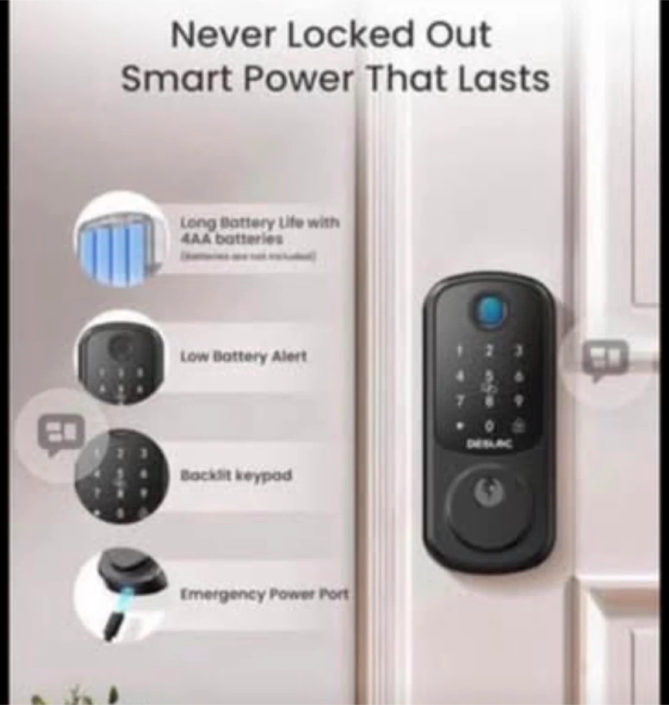 DESLAC Smart Door Lock with Keypad and Fingerprint - photo 5