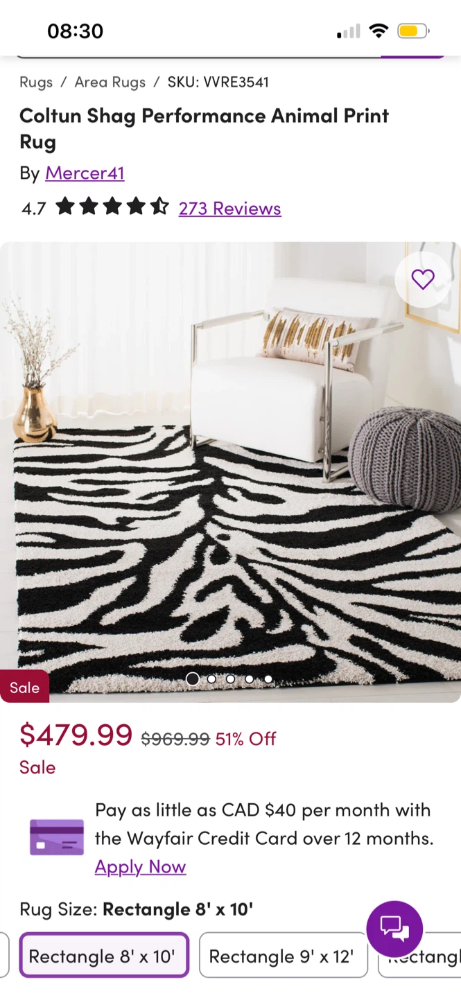 Colton Shag Performance Animal Print Rug - Zebra - photo 5