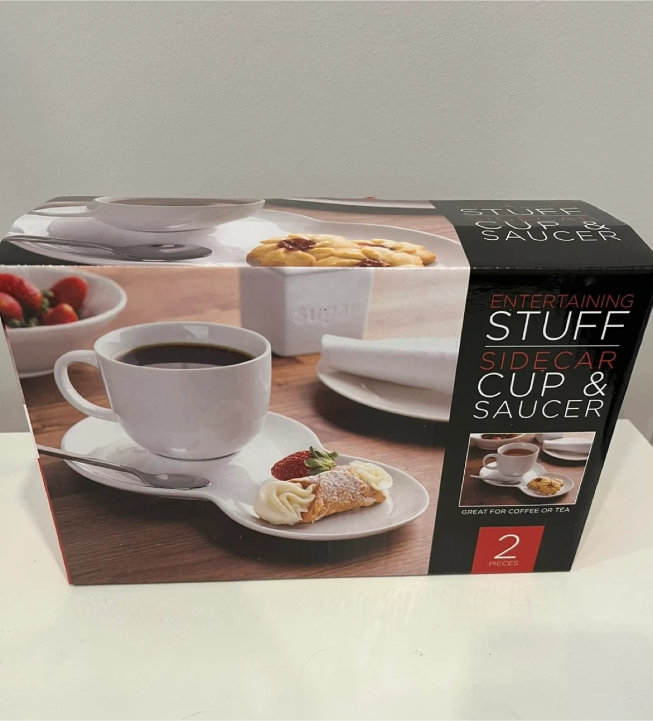 Entertaining Stuff Sidecar Cup & Saucer Set - 2 Pieces