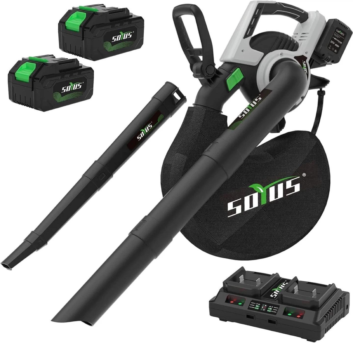 SOYUS Cordless Leaf Blower Vacuum 2x 4.0Ah Batteries