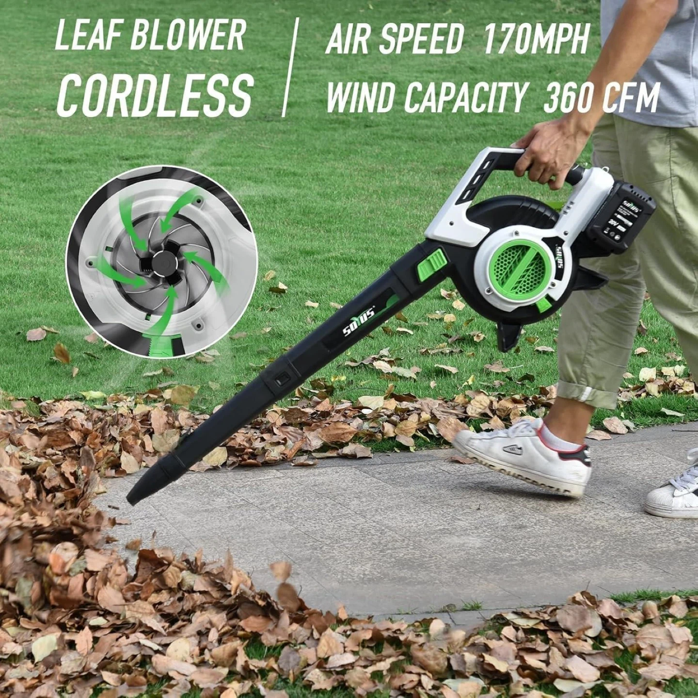 SOYUS Cordless Leaf Blower Vacuum 2x 4.0Ah Batteries - photo 3