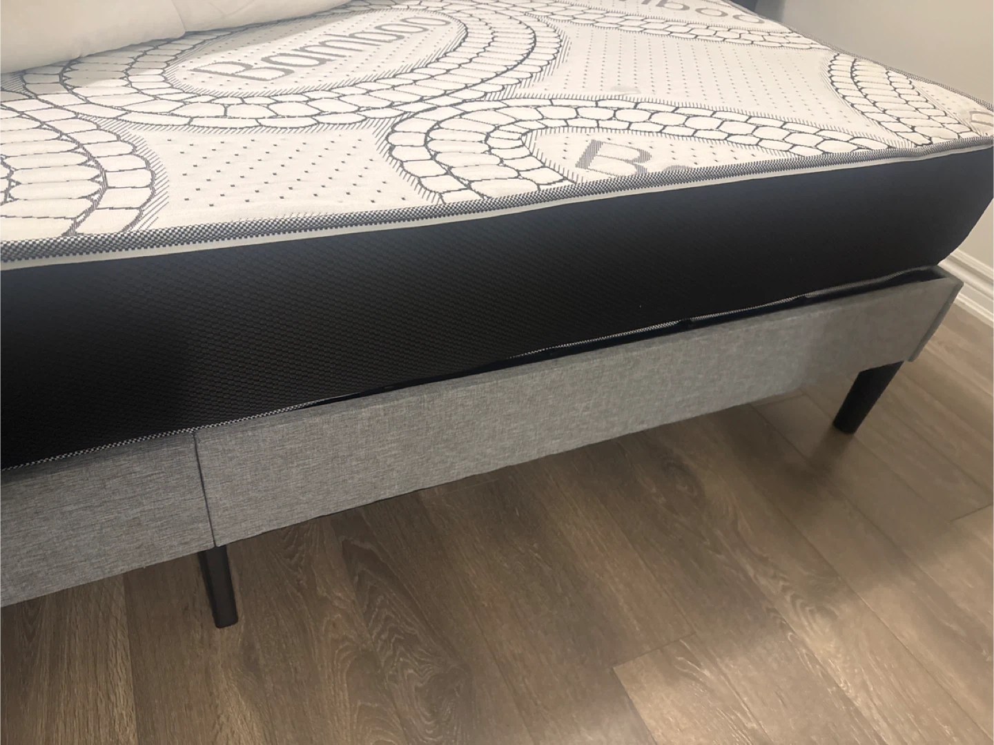 Queen Size Grey Fabric Bed Frame with Headboard - photo 2