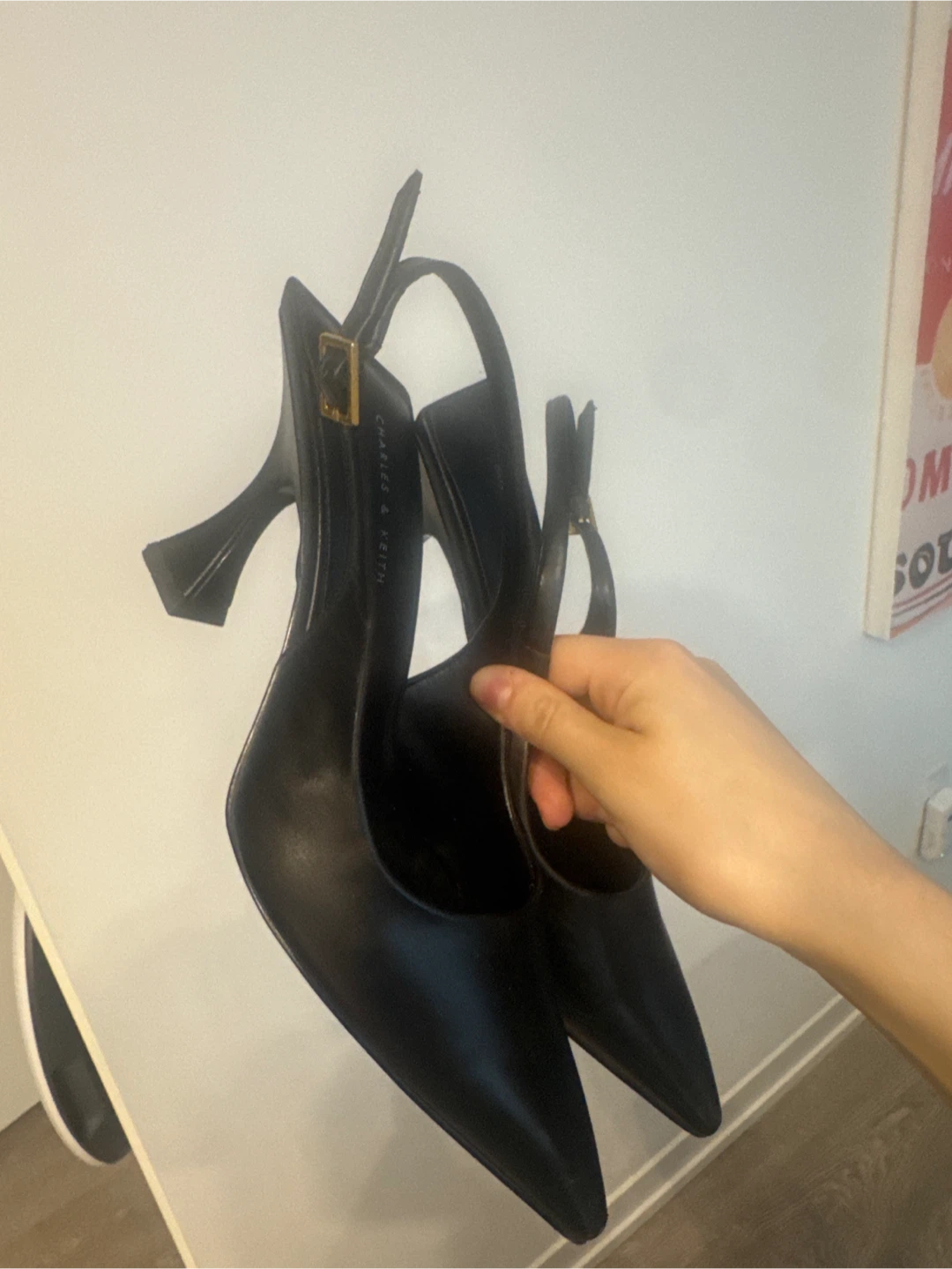 Charles & Keith Black Slingback Heels - photo 2