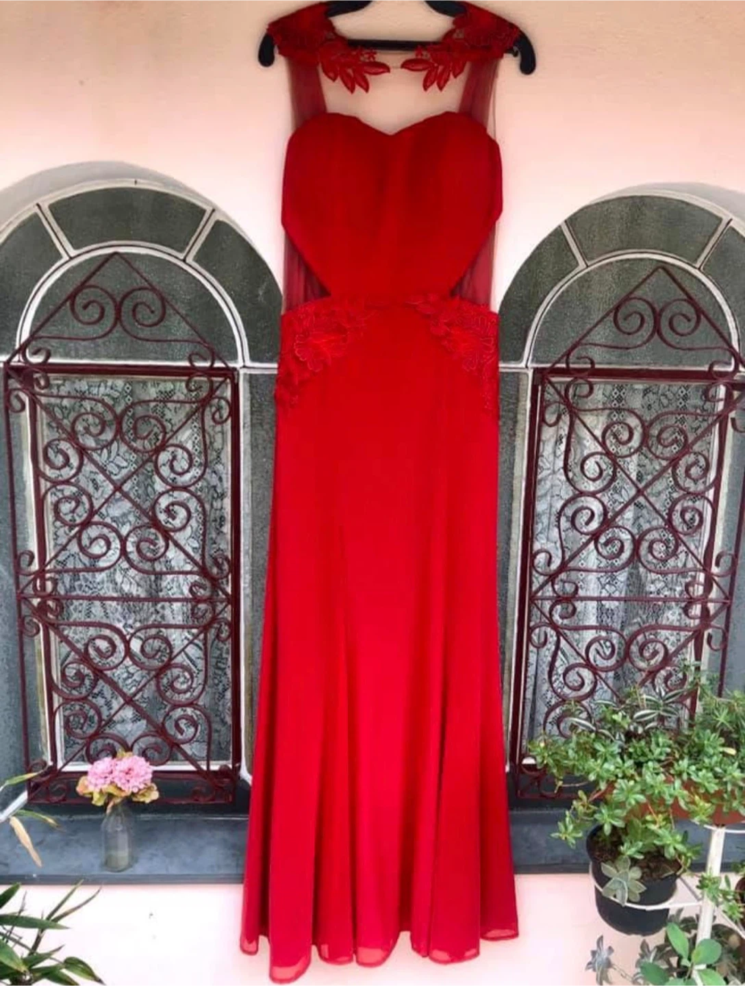 Red Formal Gown with Cutout Detail - photo 2