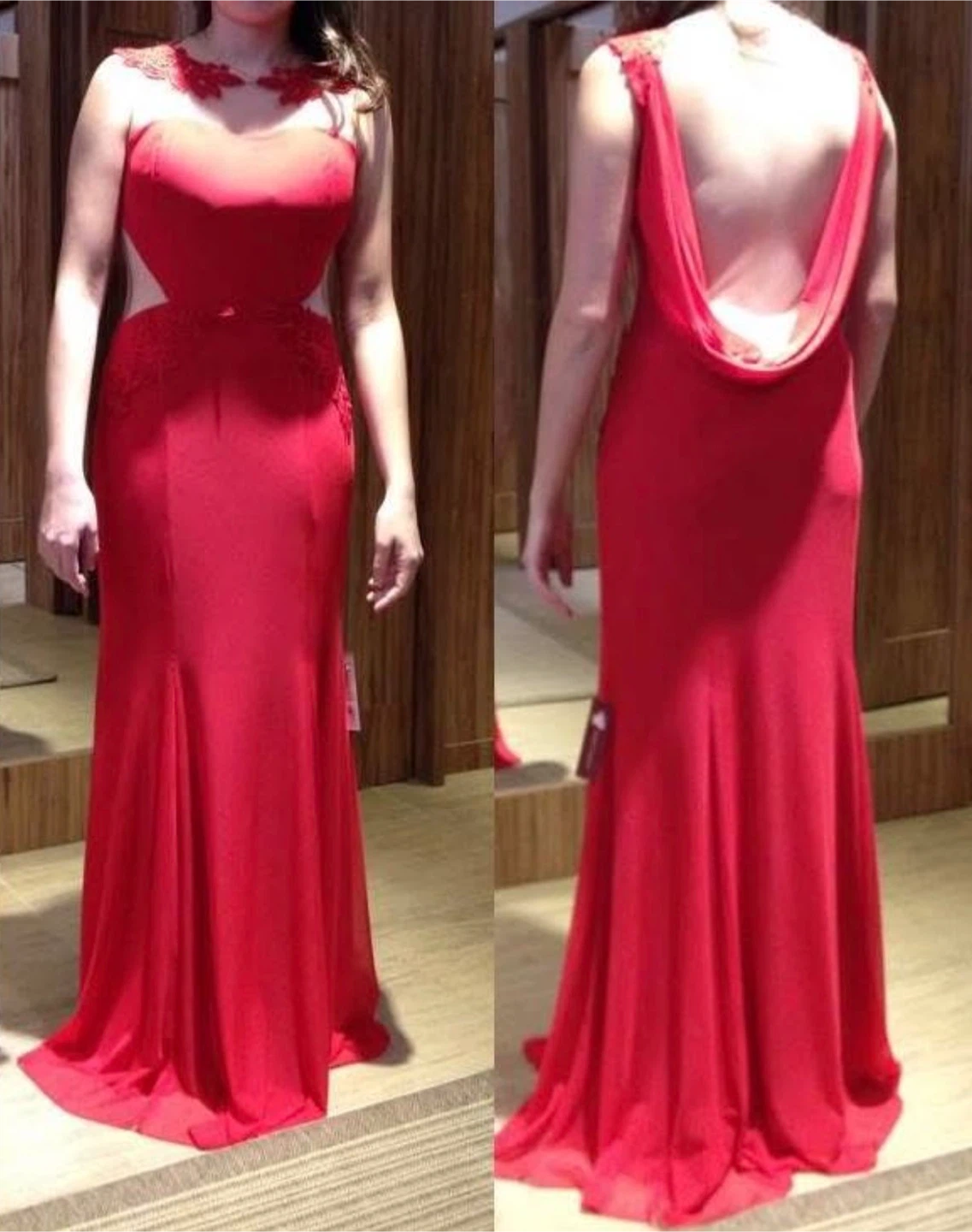 Red Formal Gown with Cutout Detail - photo 3