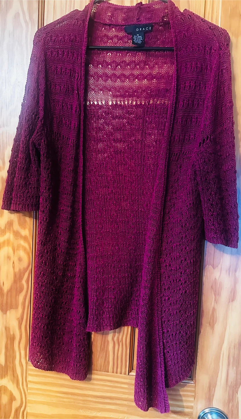 Grace Pink Knit Cardigan Sweater Size M - photo 5