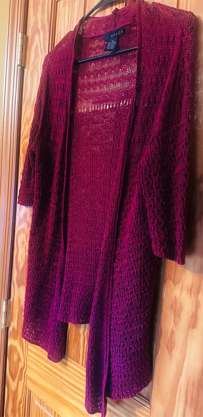 Grace Pink Knit Cardigan Sweater Size M