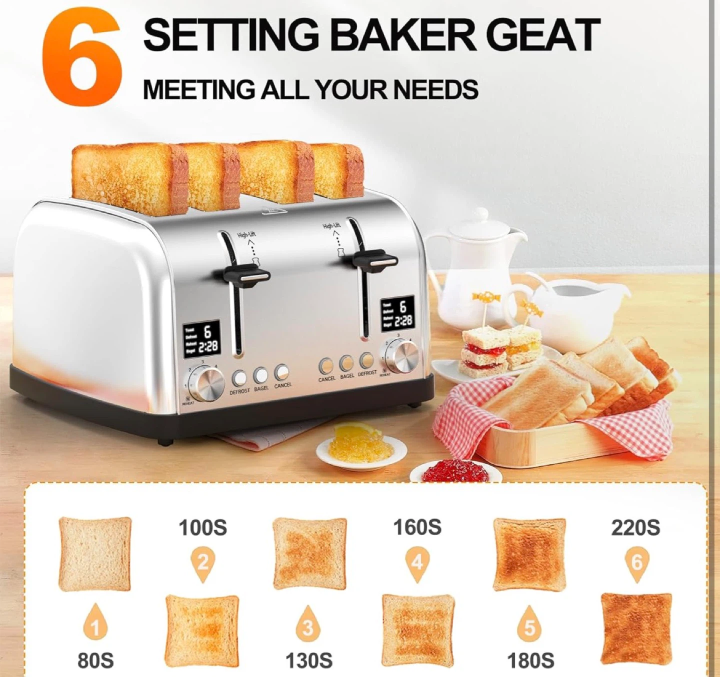 4-Slice Stainless Steel Toaster - photo 2