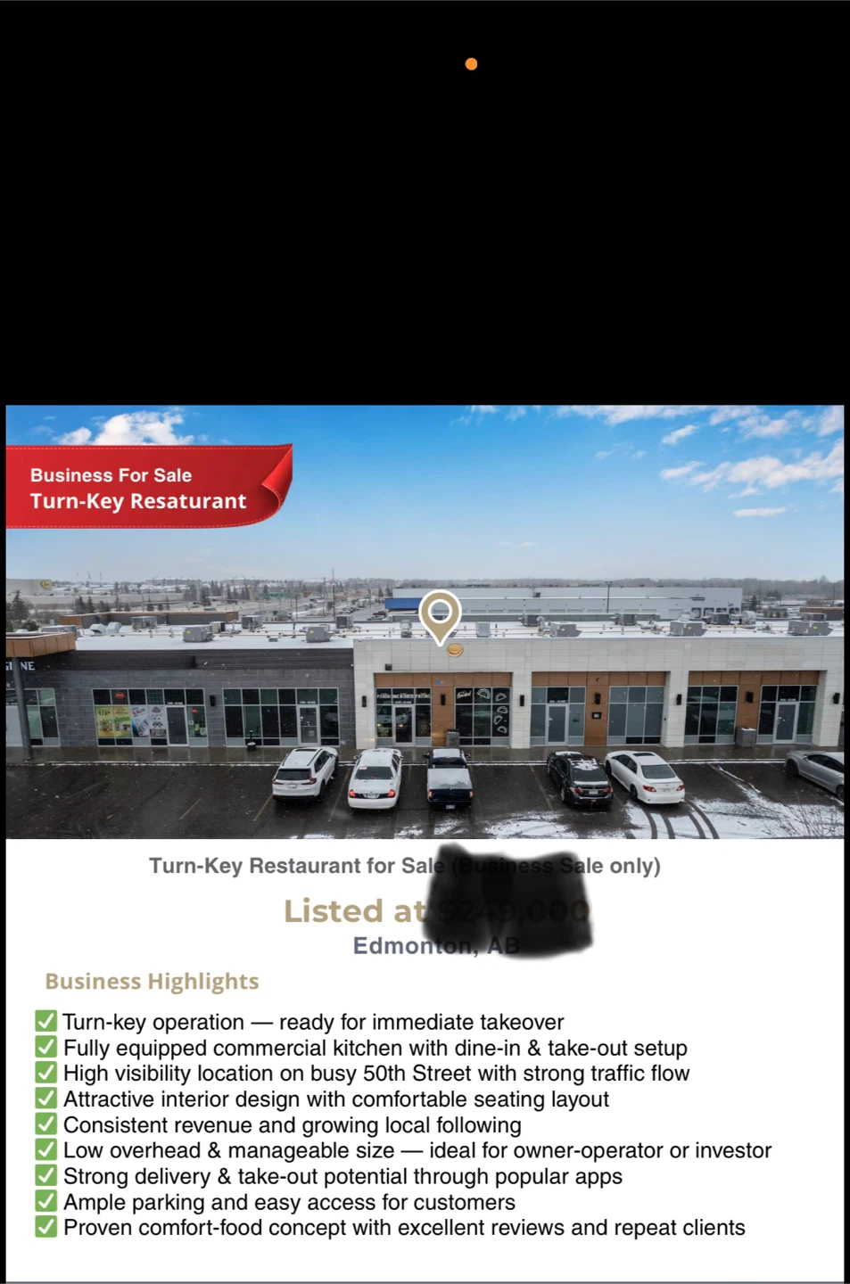 Turn-Key Restaurant for Sale in Edmonton, AB