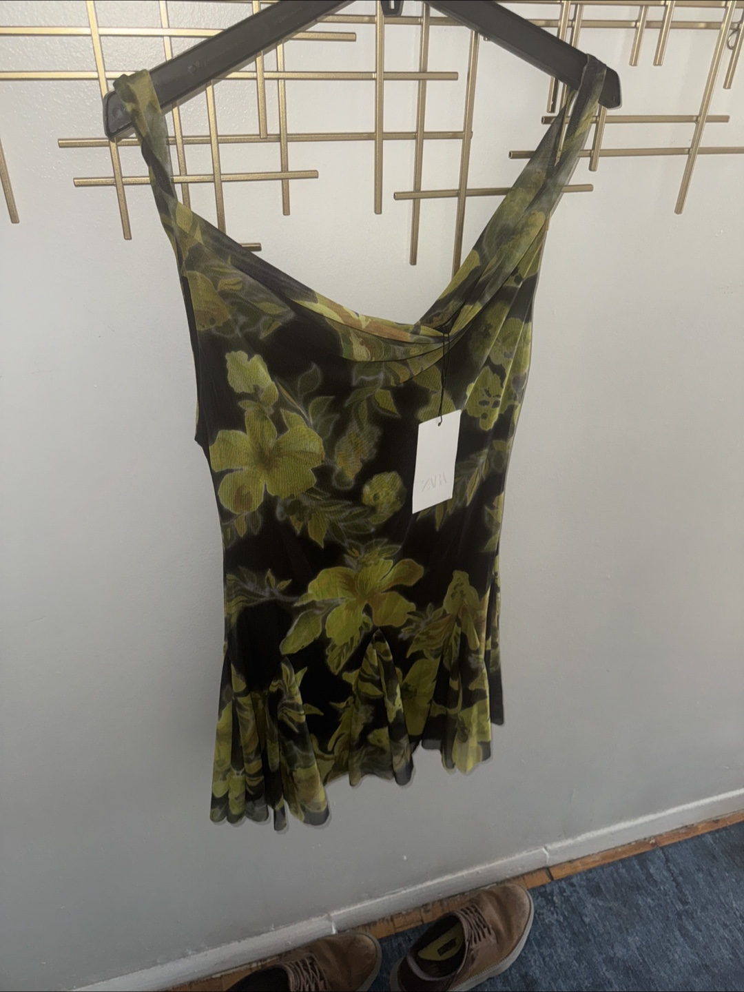 ZARA Floral Mesh Mini Dress