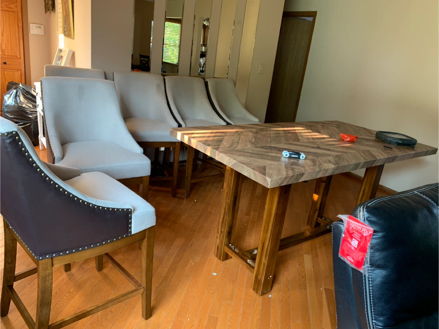 Wooden Bar Height Dining Table Set with 6 Chairs - photo 2