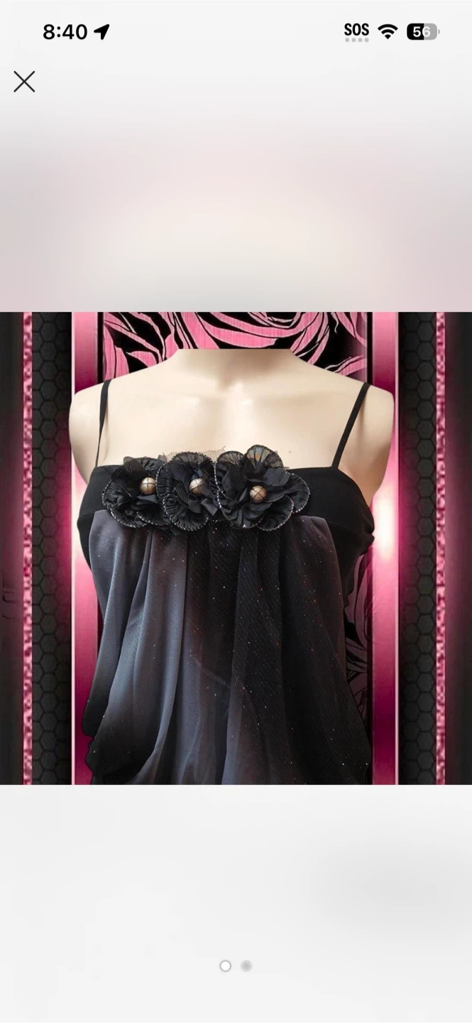 Black Sheer Embellished Strappy Dress