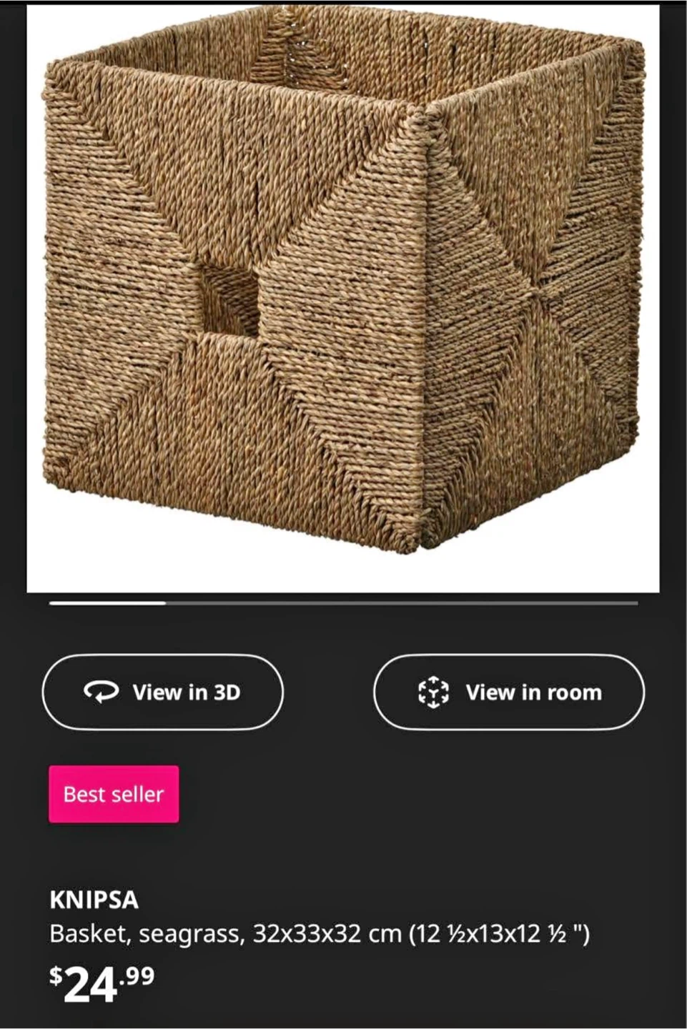 4 IKEA KNIPSA Seagrass Storage Baskets (Set of 4) - photo 5