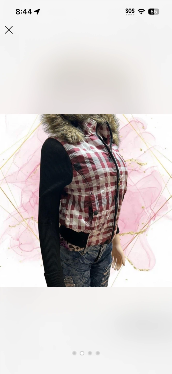 Cappuccino Puffer Vest with Fur Hood - photo 3