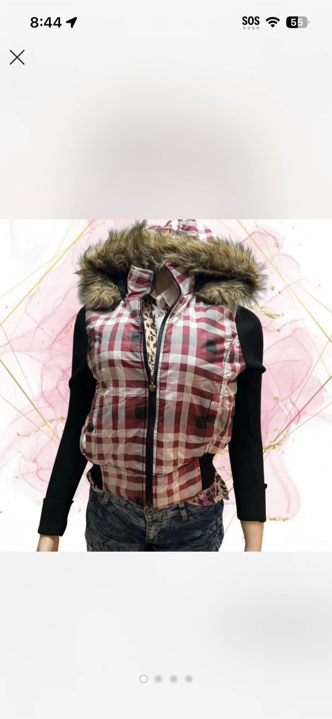 Cappuccino Puffer Vest with Fur Hood
