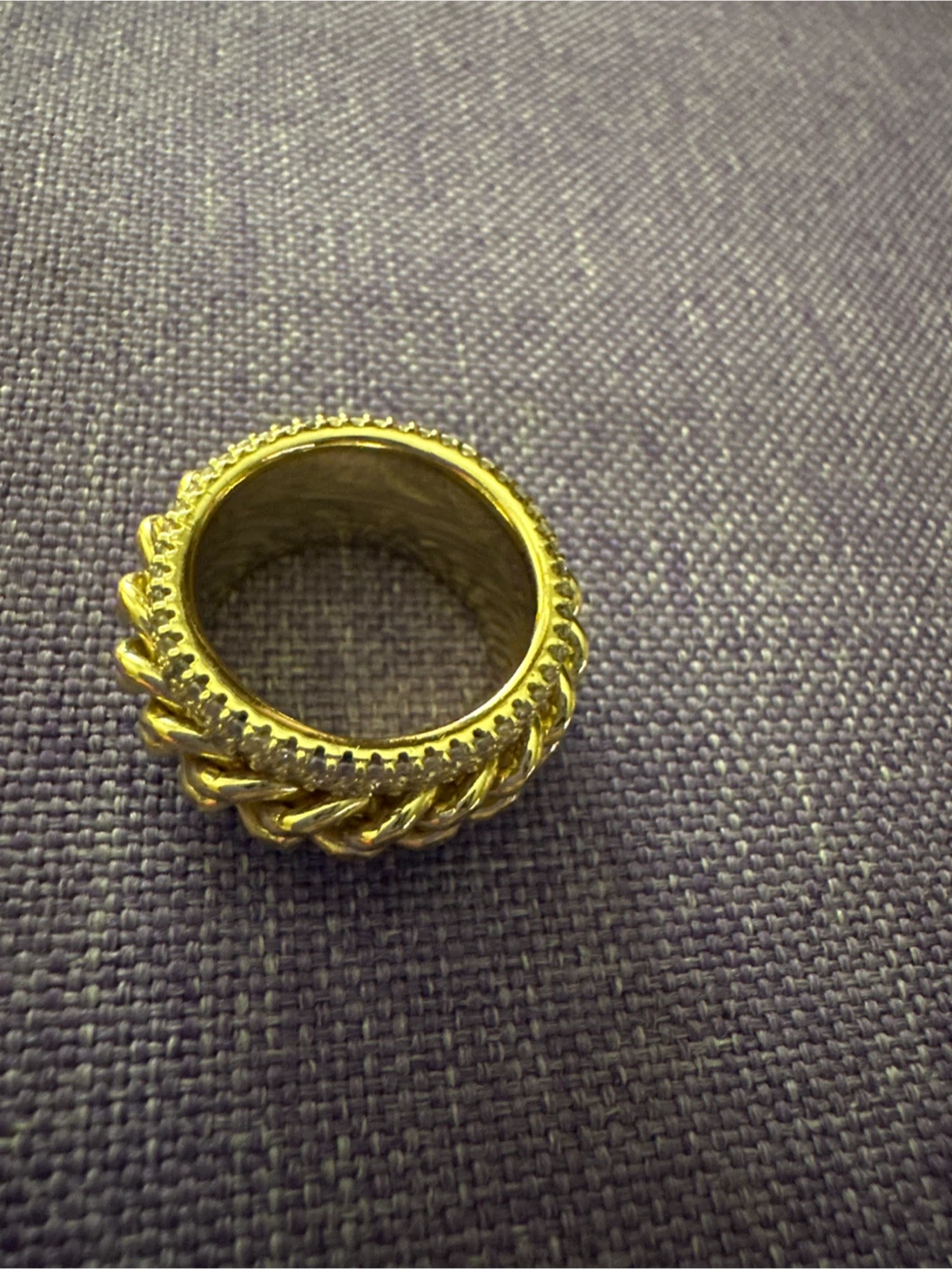 Gold Chain Link Ring with CZ Stones - photo 3