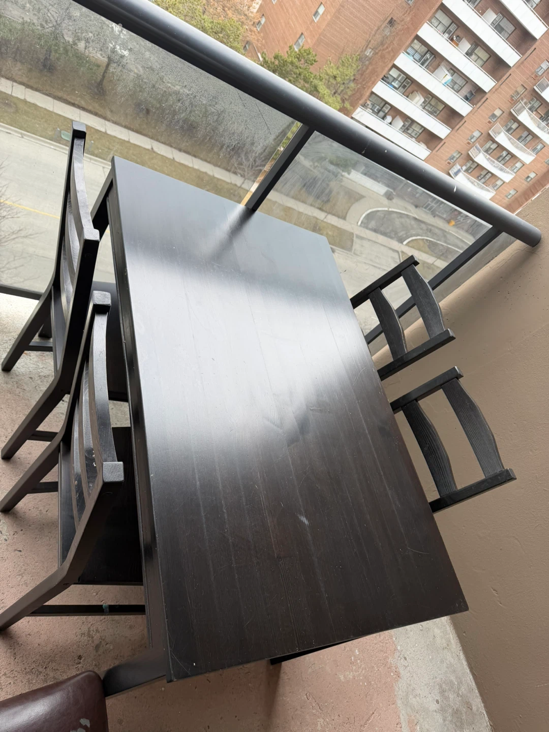 Dark Wood Dining Set with 4 Chairs - photo 2