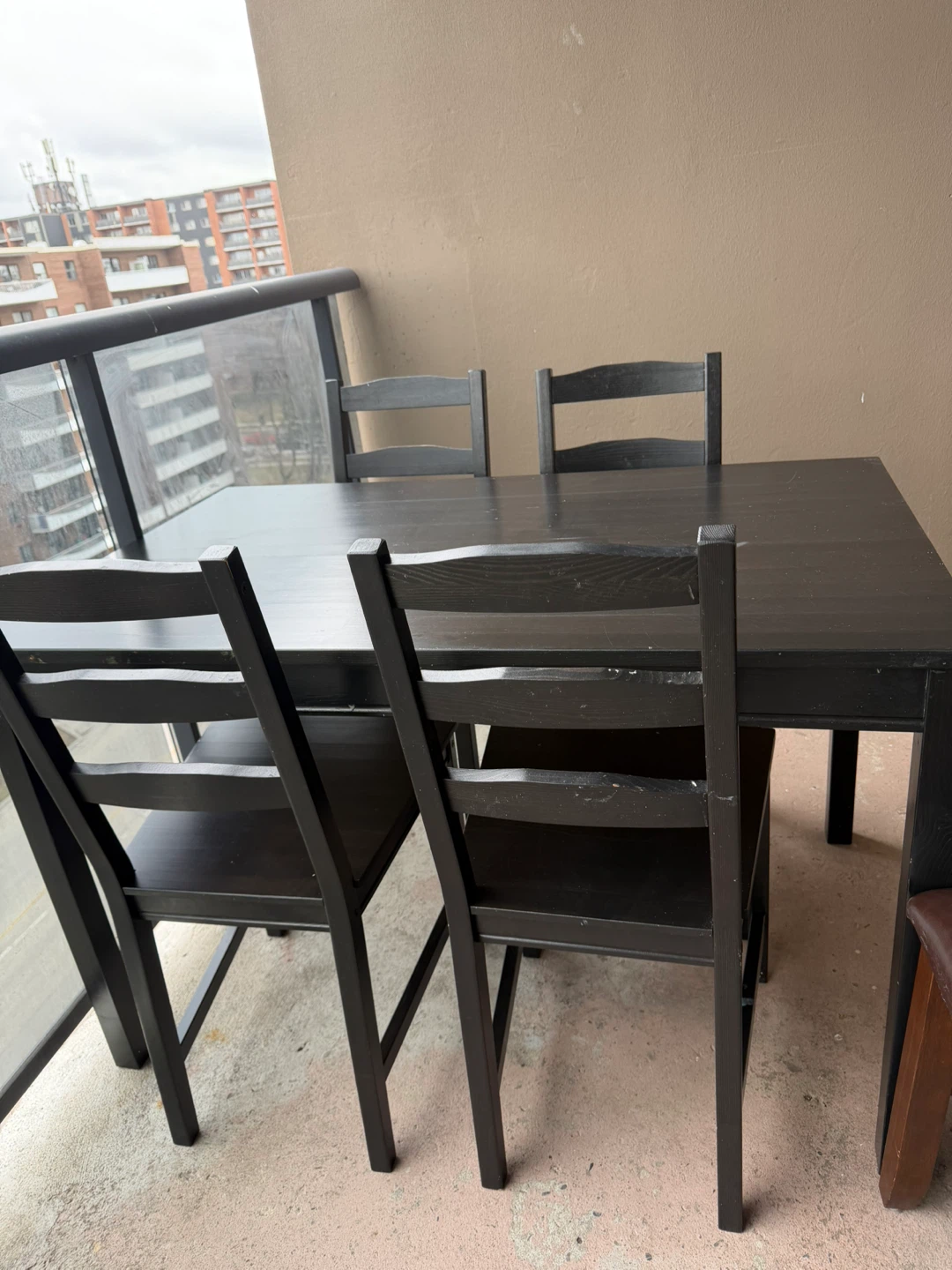 Dark Wood Dining Set with 4 Chairs