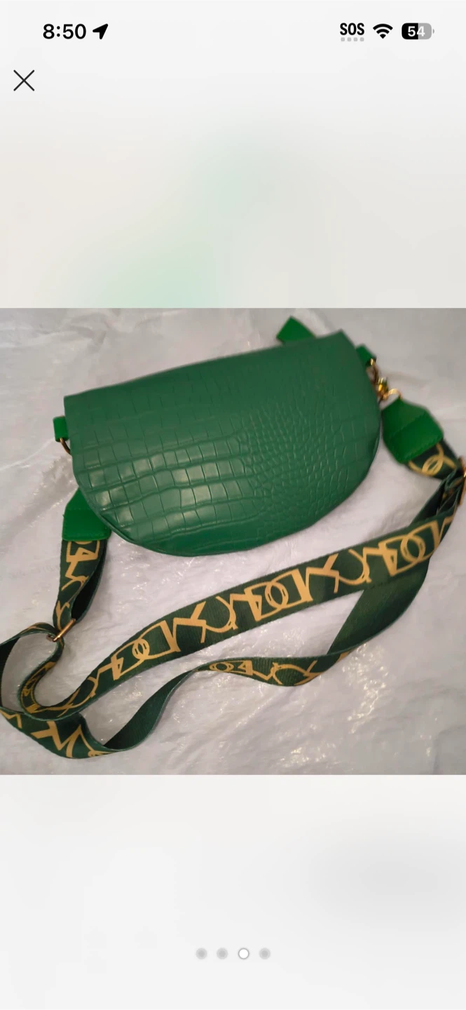 Green Crocodile Embossed Crossbody Bag with Gold Chain - photo 2
