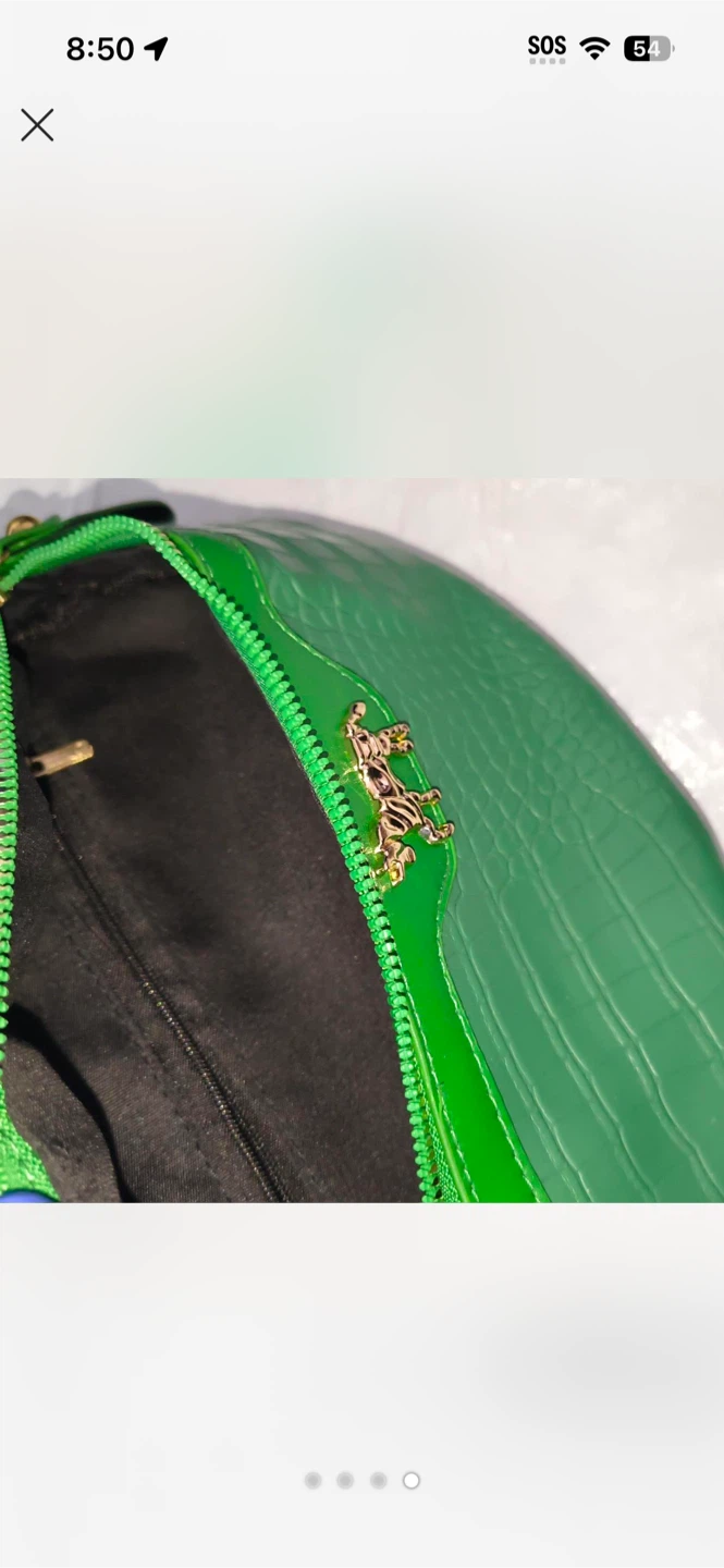Green Crocodile Embossed Crossbody Bag with Gold Chain - photo 3
