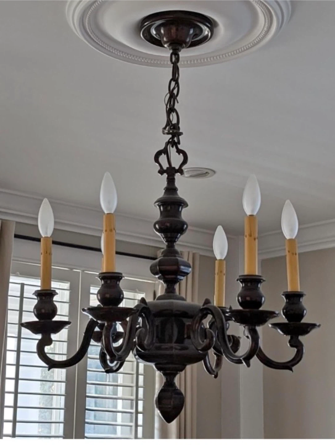 Sescolite 6 light metal Chandelier