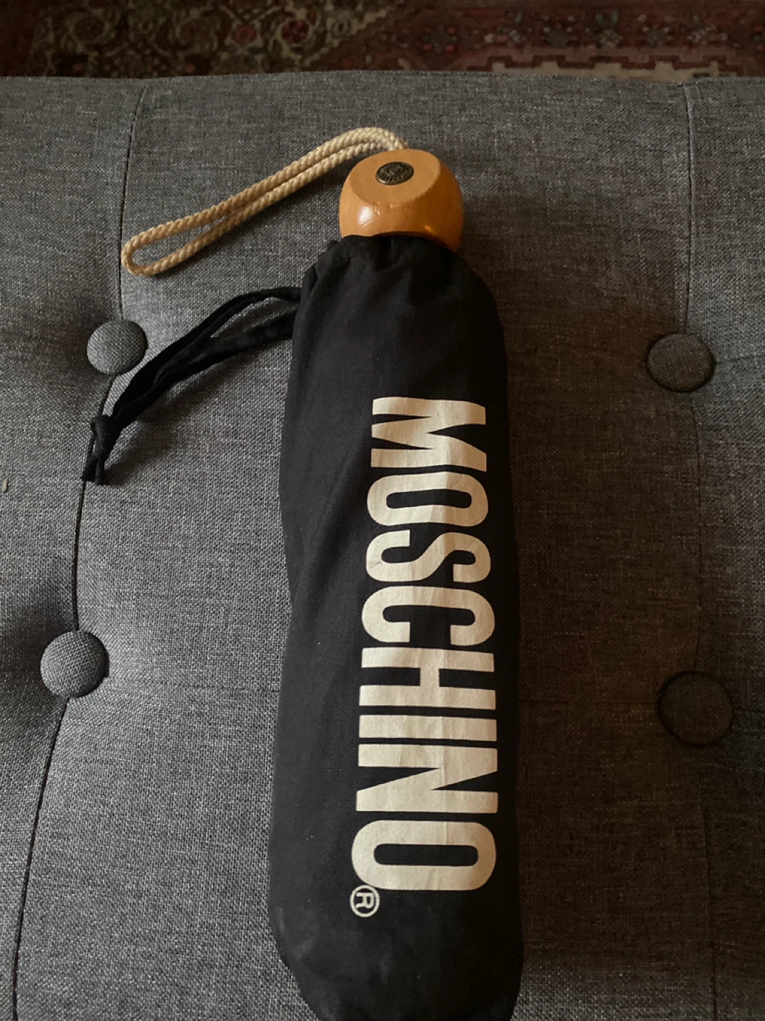Moschino Black Umbrella with Pouch