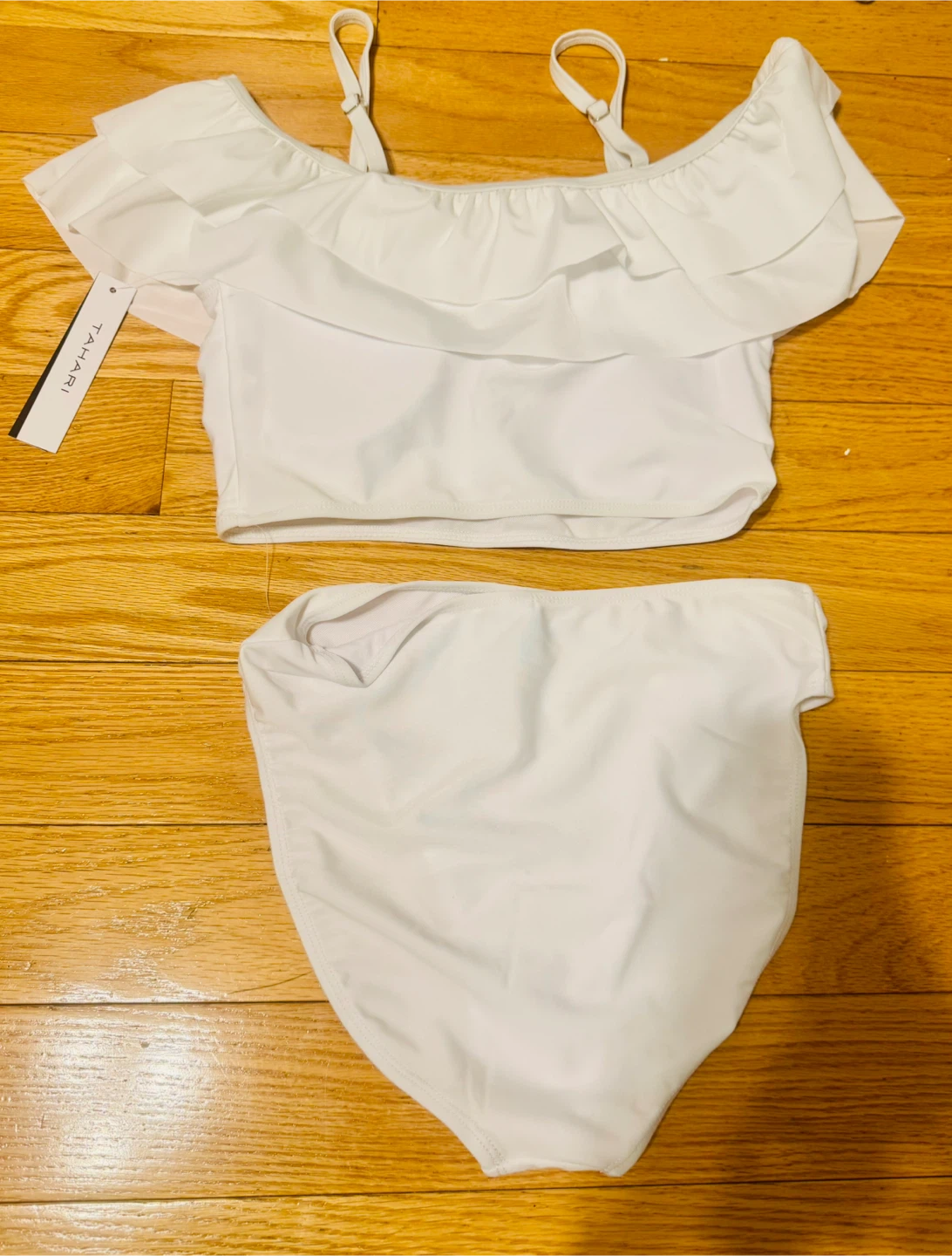 Tahari White Off-the-Shoulder Bikini Swimsuit - Size 10 - photo 2