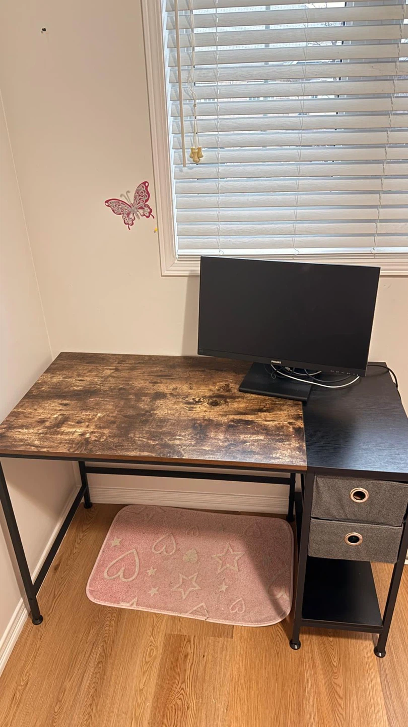 Rustic Wood Top Desk with 2 Fabric Drawers - photo 2