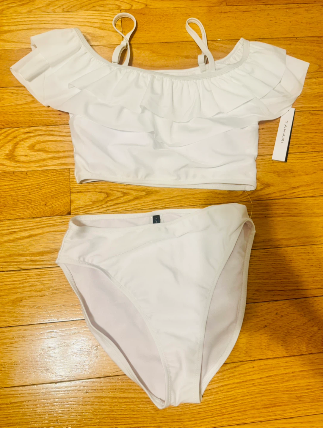 Tahari White Off-the-Shoulder Bikini Swimsuit - Size 10