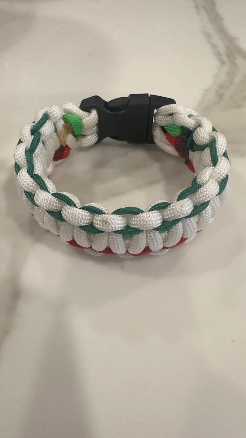 Paracord Bracelet - Red, White, and Green