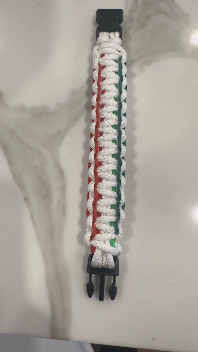 Paracord Bracelet - Red, White, and Green - photo 3