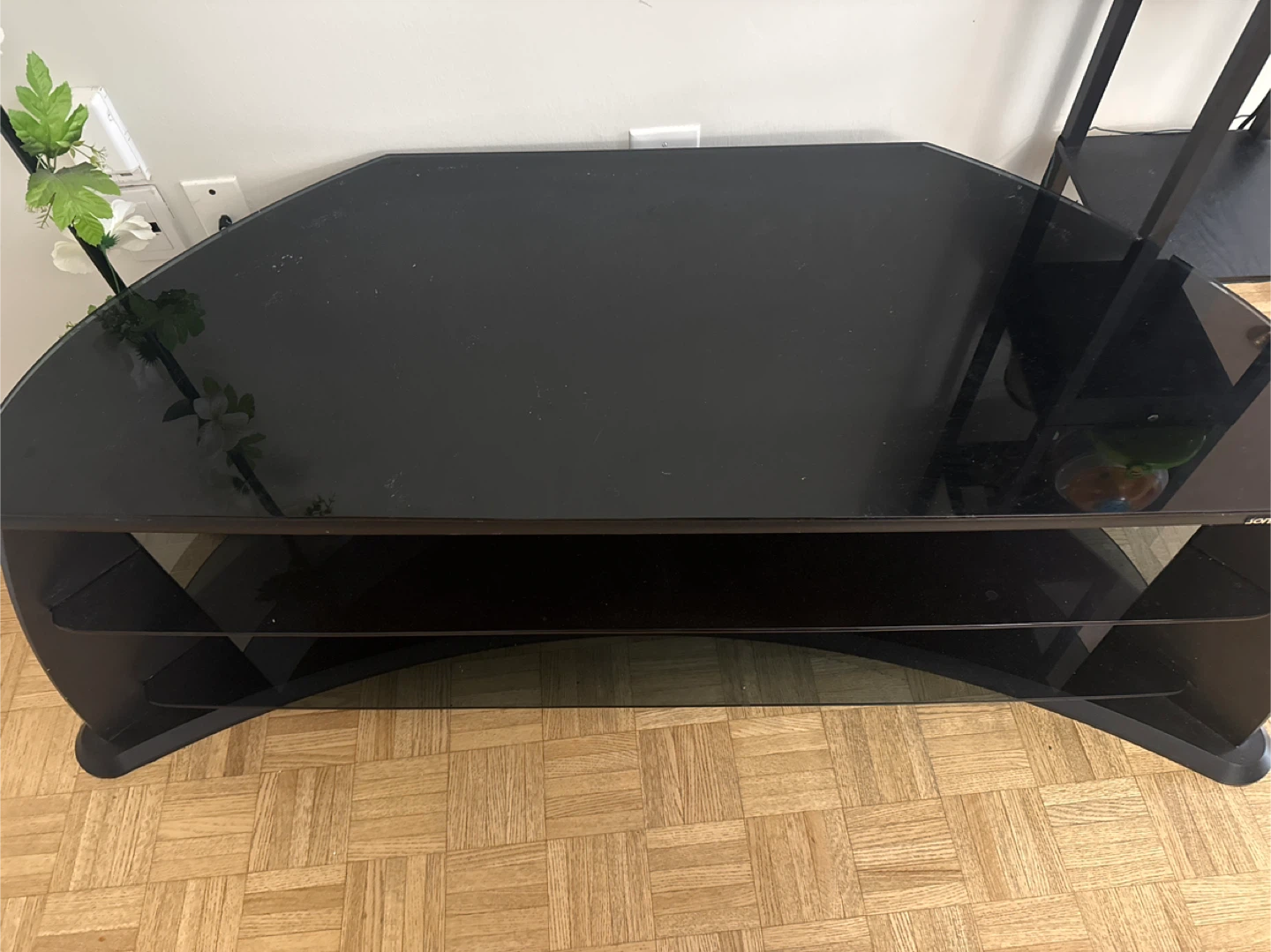 Black Corner TV Stand with Glass Top - photo 2