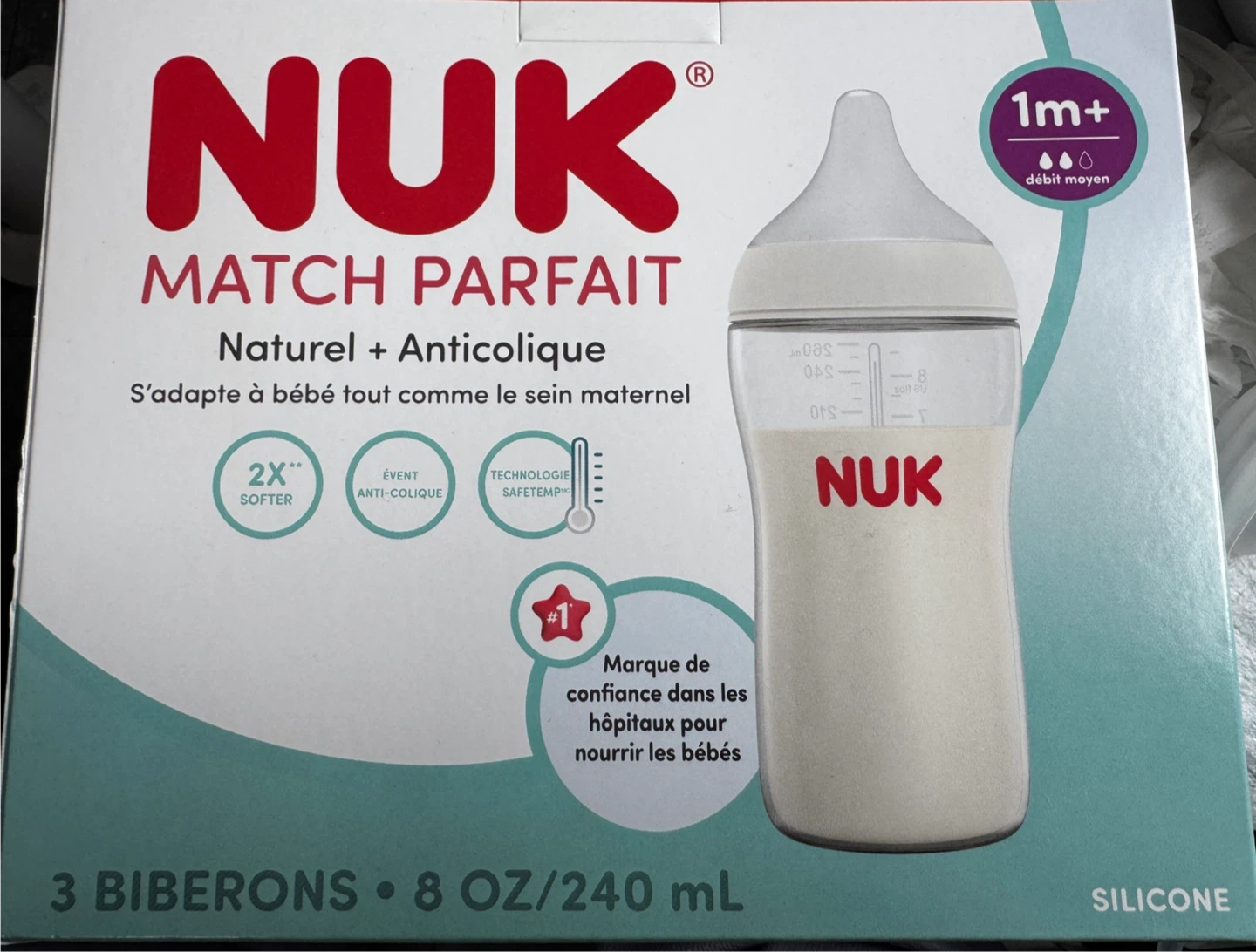 NUK Match Parfait Baby Bottles - 8 oz (3 Count)