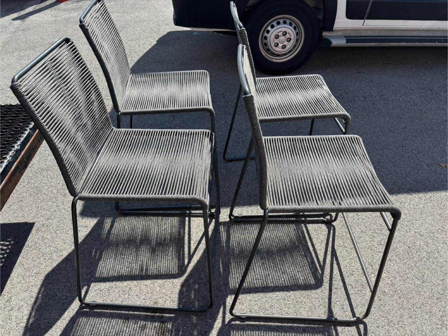 Set of 4 Modern Gray Rope Chairs - photo 2