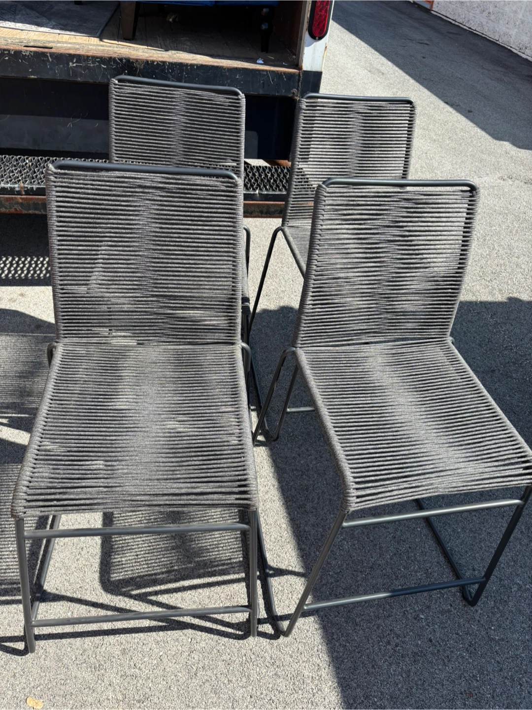 Set of 4 Modern Gray Rope Chairs